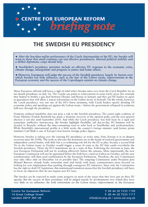 The Swedish EU presidency