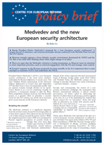 Medvedev and the new European security architecture