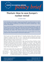 Thorium: How to save Europe's nuclear revival