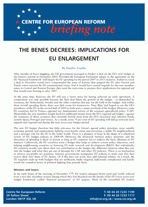 The Benes decrees: Implications for EU enlargement